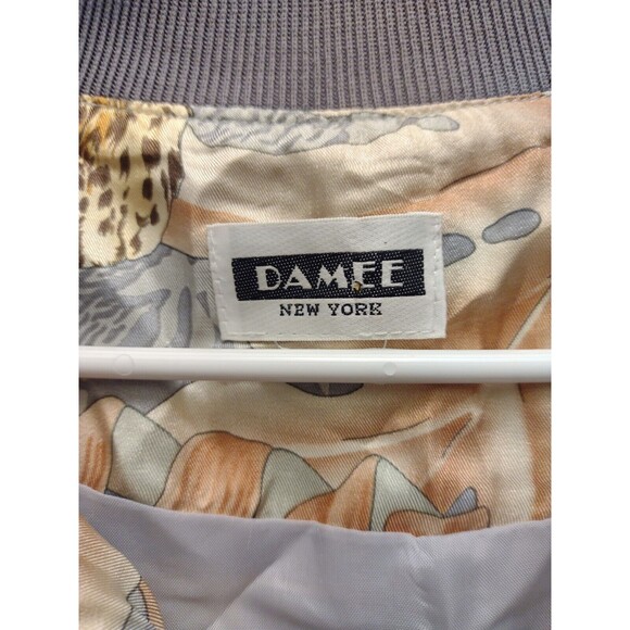 Damee NY Satin Jacket Cheetah Long Sleeve Zip-Up Collared Art To Wear Size M - Picture 3 of 12